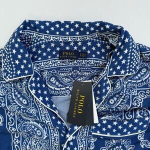 NWT Polo Ralph Lauren Blue Bandana and Star Print Notch-Collar Shirt